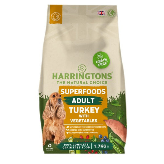 Harringtons Adult Grain Free with Superfoods Dry Dog Food, Turkey 1.7kg/12kg