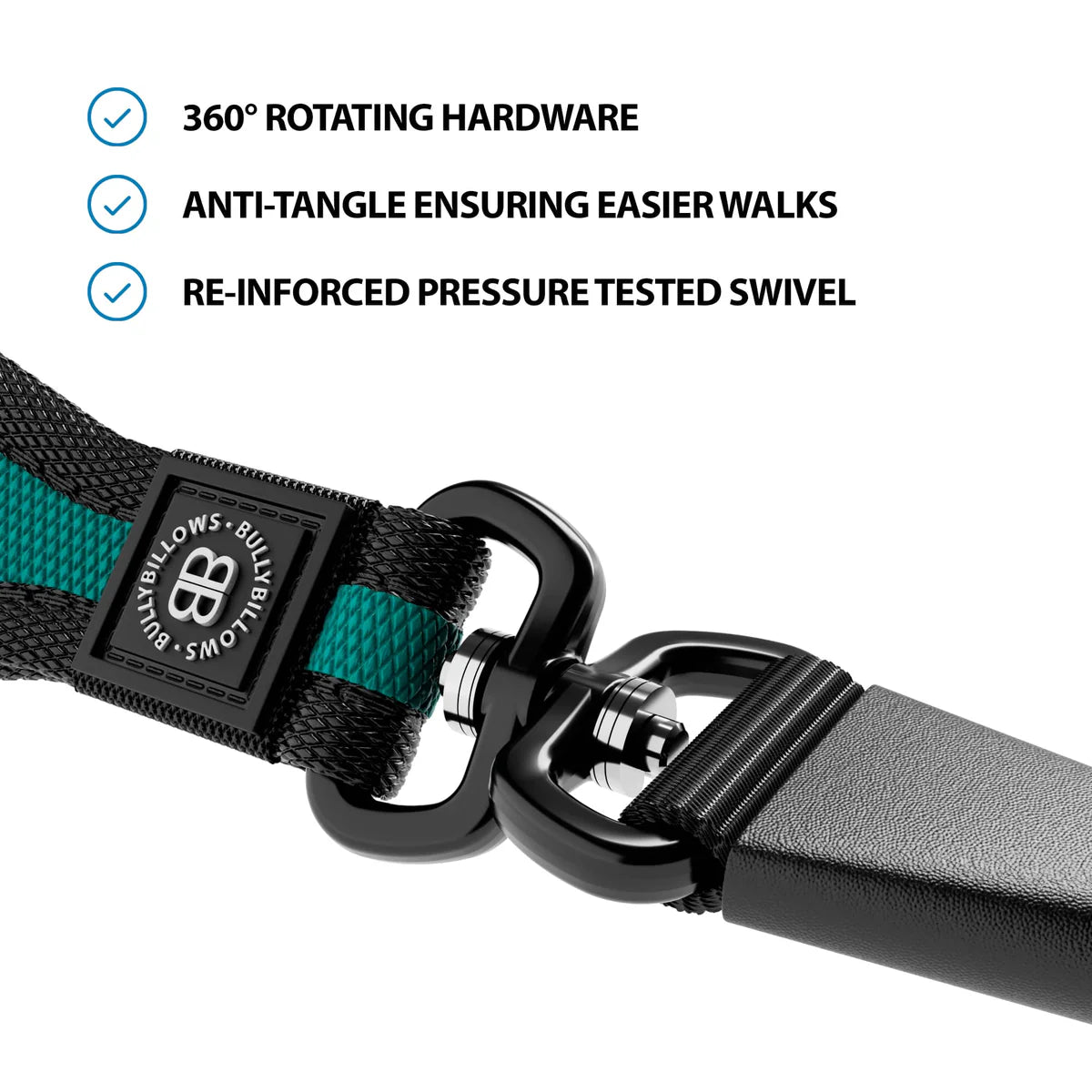 Bully Billows Slip Training Lead | Anti Pull & No Choking - Turquoise