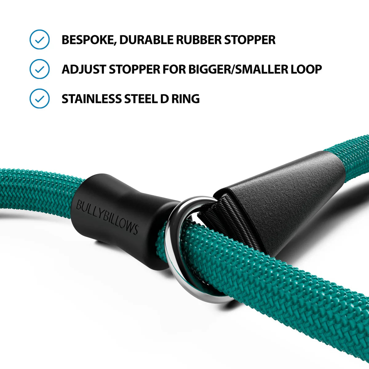 Bully Billows Slip Training Lead | Anti Pull & No Choking - Turquoise