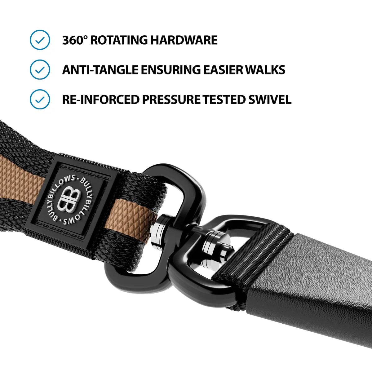 Bully Billows Slip Training Lead | Anti Pull & No Choking - Light Tan