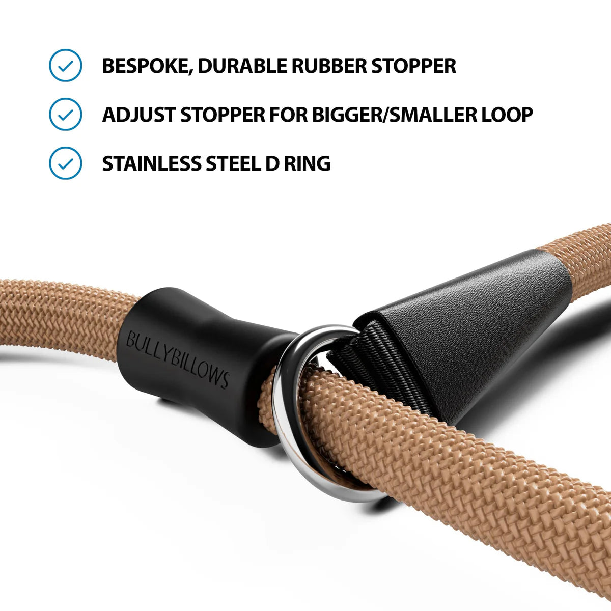 Bully Billows Slip Training Lead | Anti Pull & No Choking - Light Tan