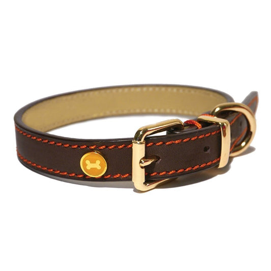 Rosewood Lux Leather Brown Dog Collar 35 - 45cm
