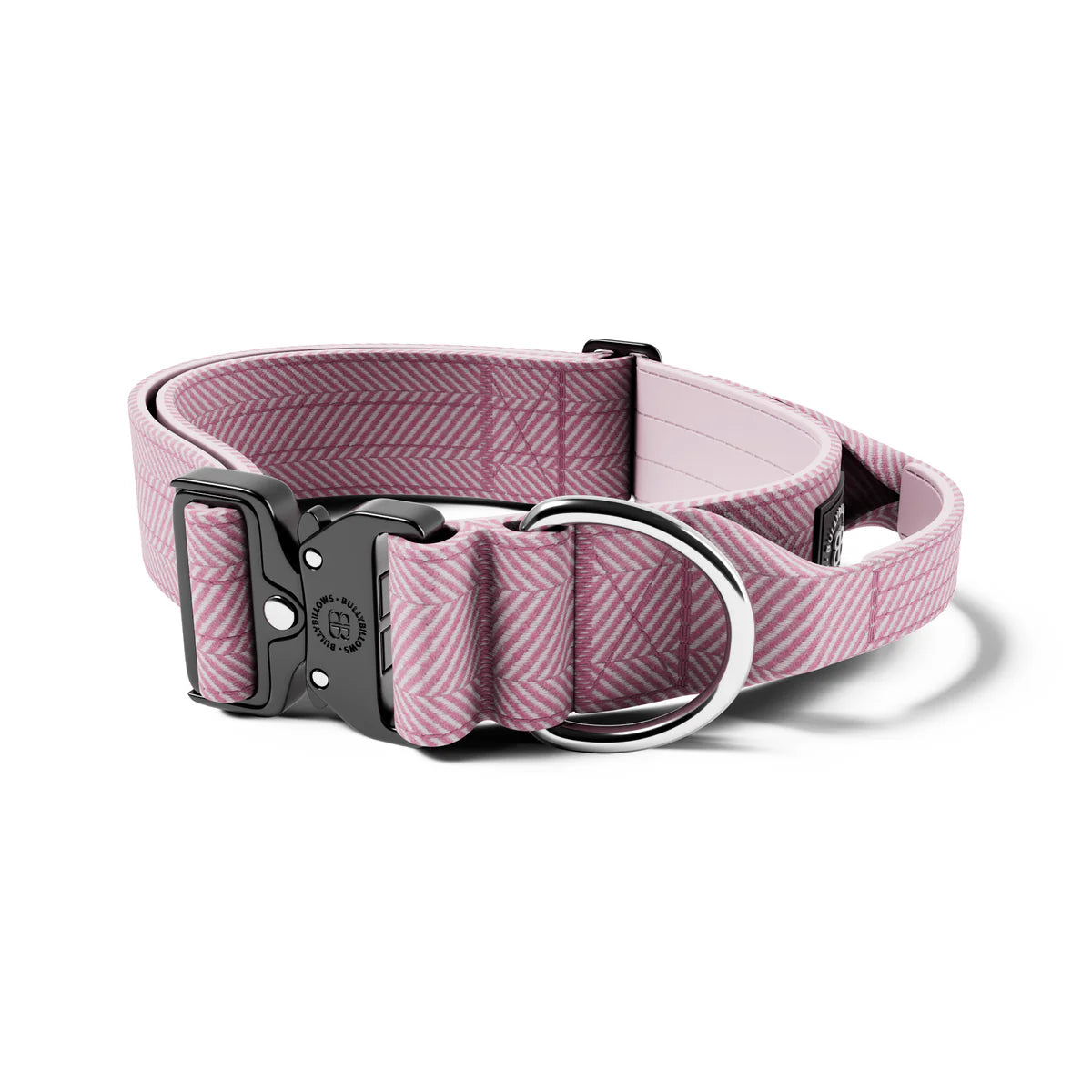 Bully Billows 5cm Herringbone Combat® Collar | With Handle & Secure Clip - Soft Pink XS - M