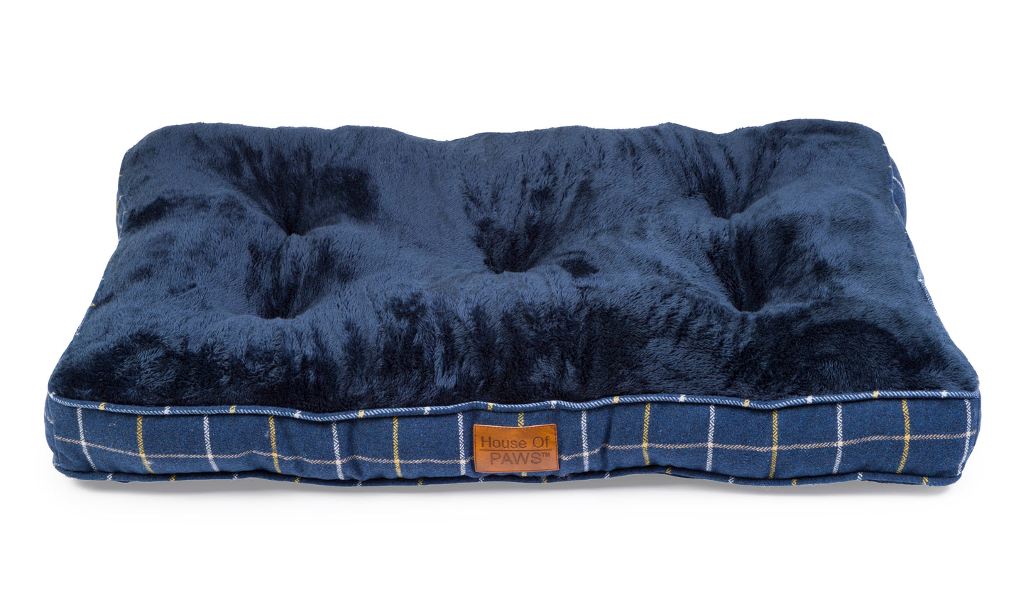 House of Paws Navy Check Tweed Boxed Duvet Large