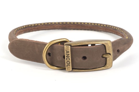 Ancol Timberwolf Round Sable Leather Dog Collar 55cm