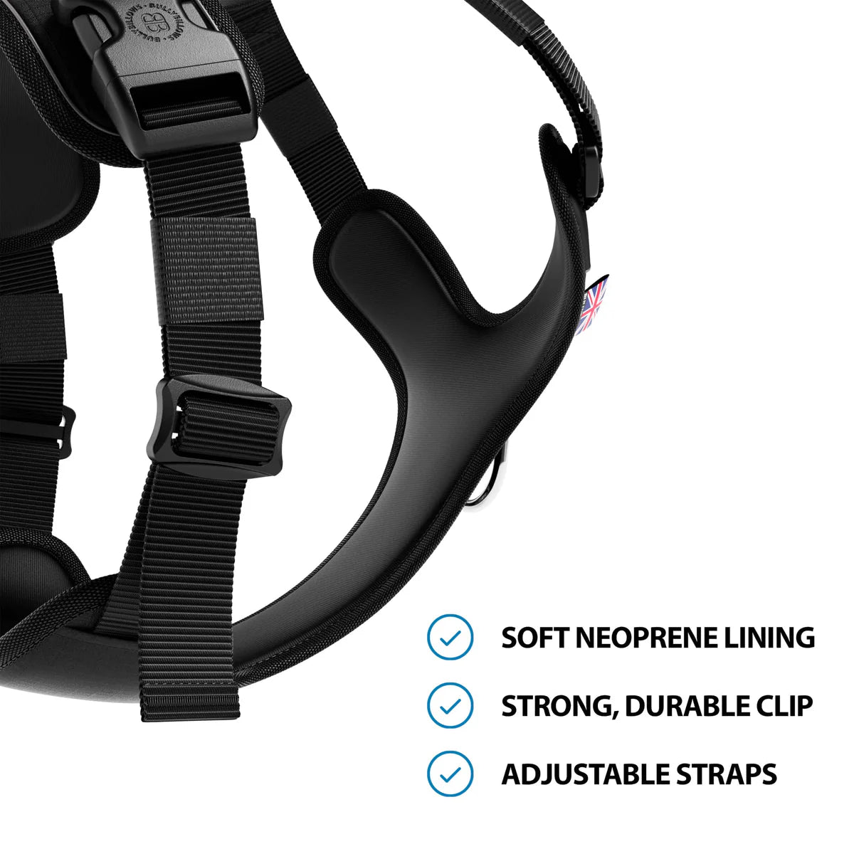 Bully Billows Anti Pull Hurricane Harness - With Handle - Black