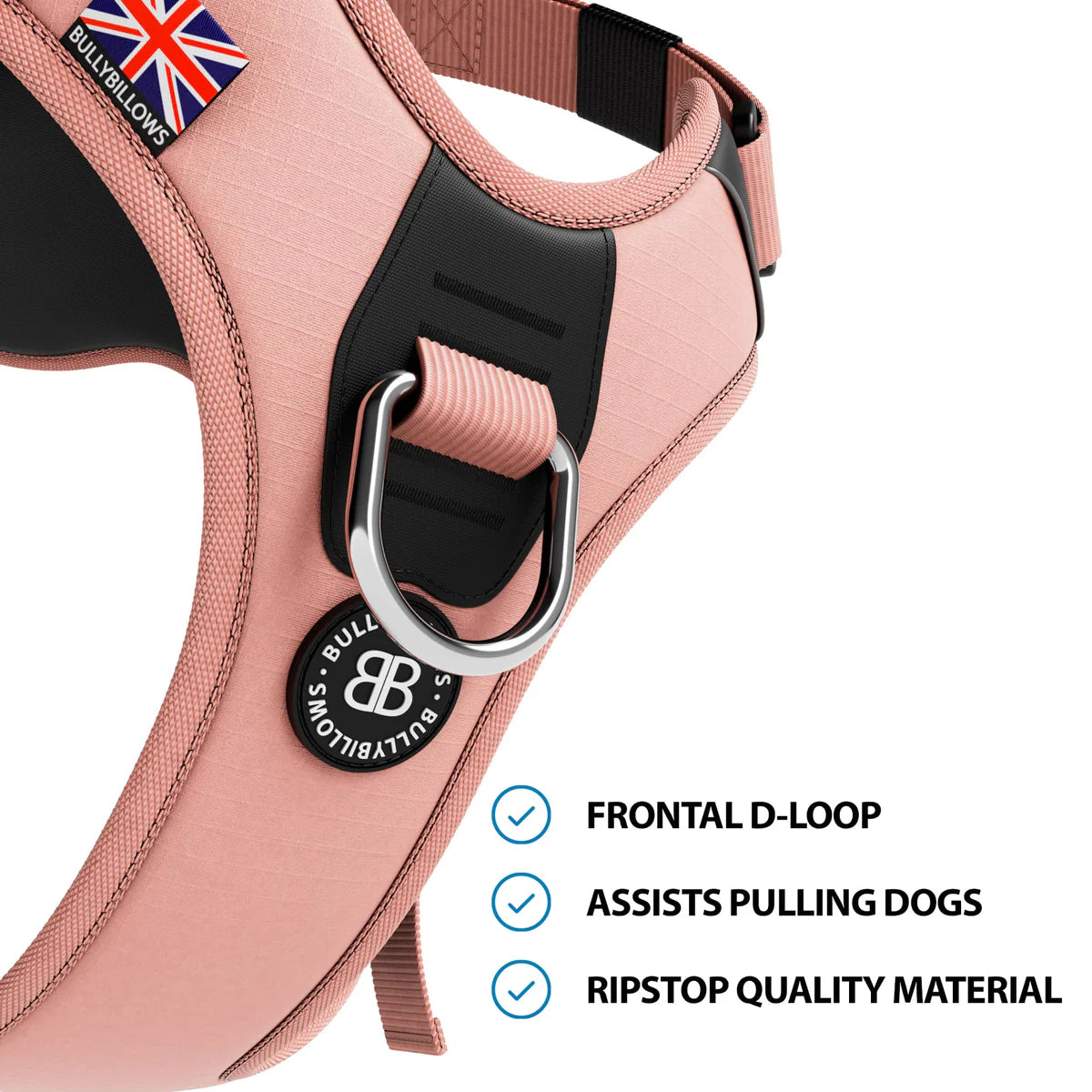 Bully Billows Anti Pull Hurricane Harness - With Handle - Pink