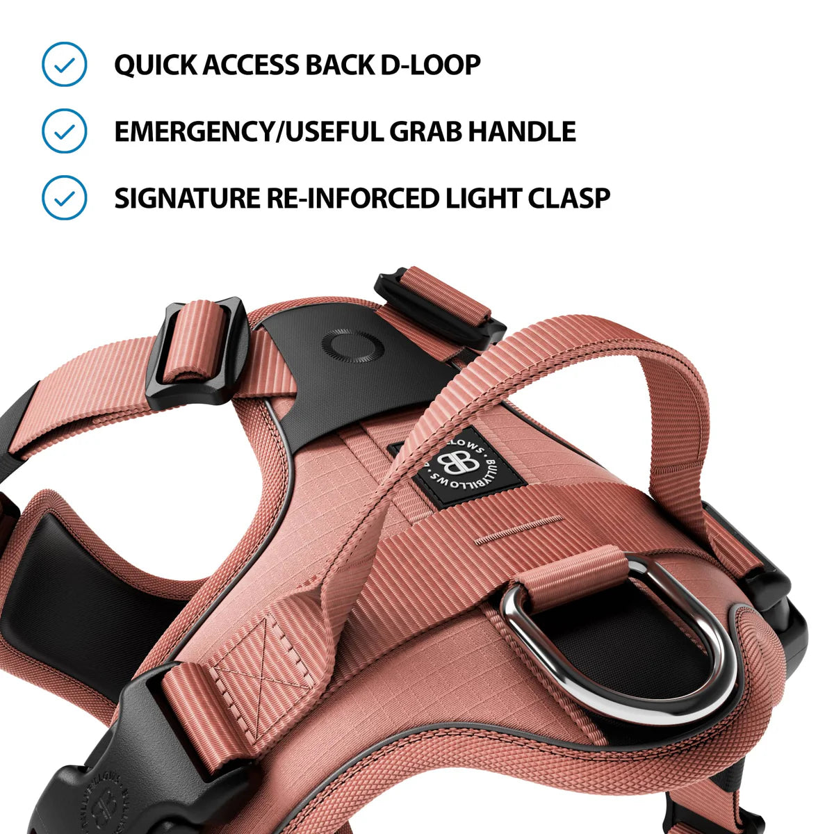 Bully Billows Anti Pull Hurricane Harness - With Handle - Pink