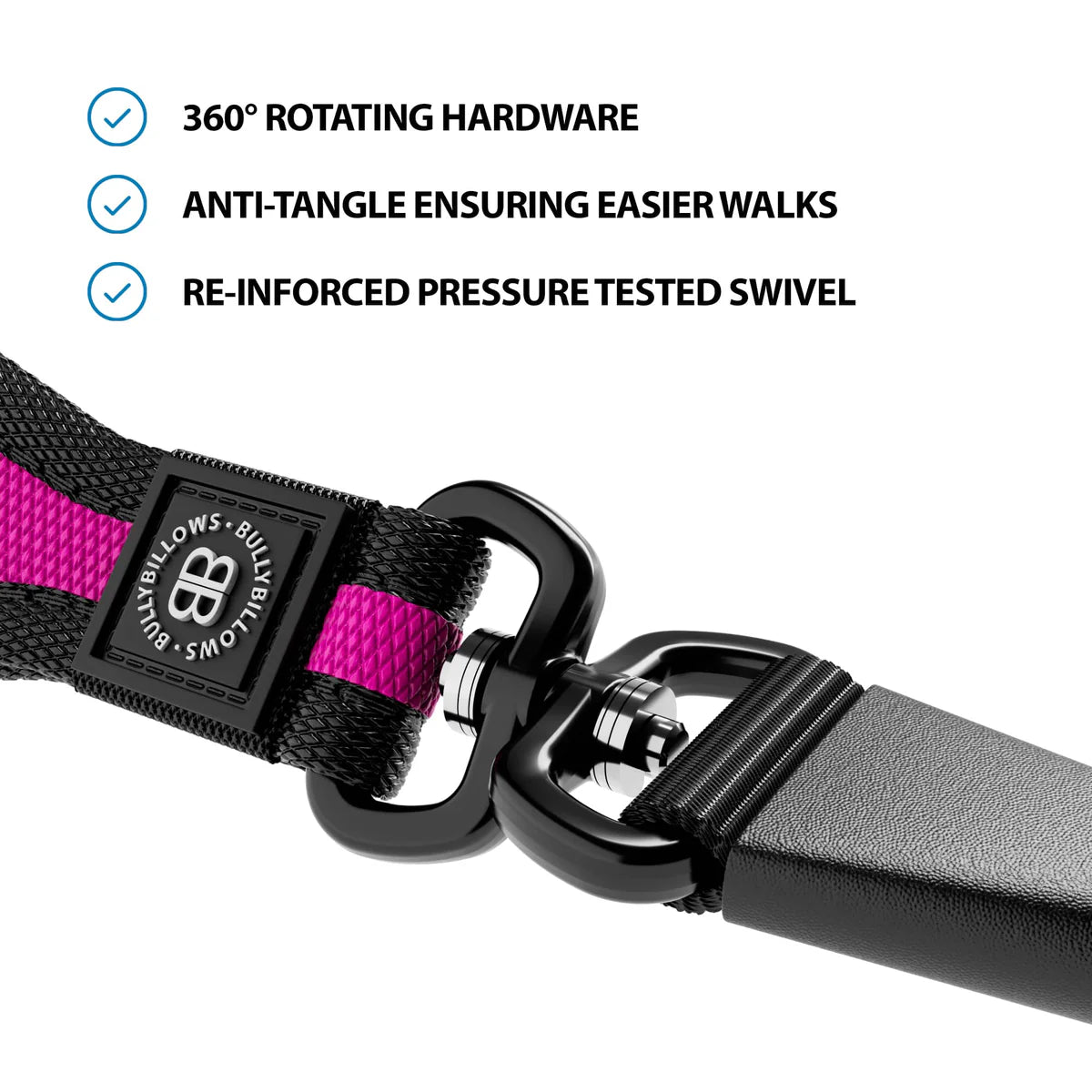 Bully Billows Slip Training Lead | Anti Pull & No Choking - Magenta