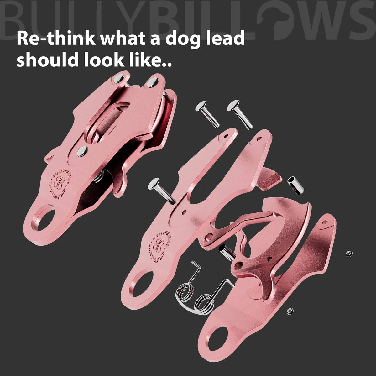 Bully Billows 1.4m LIGHTER Swivel Combat Lead | Neoprene Lined, Secure Rated Clip with Soft Handle - Pink x Pink