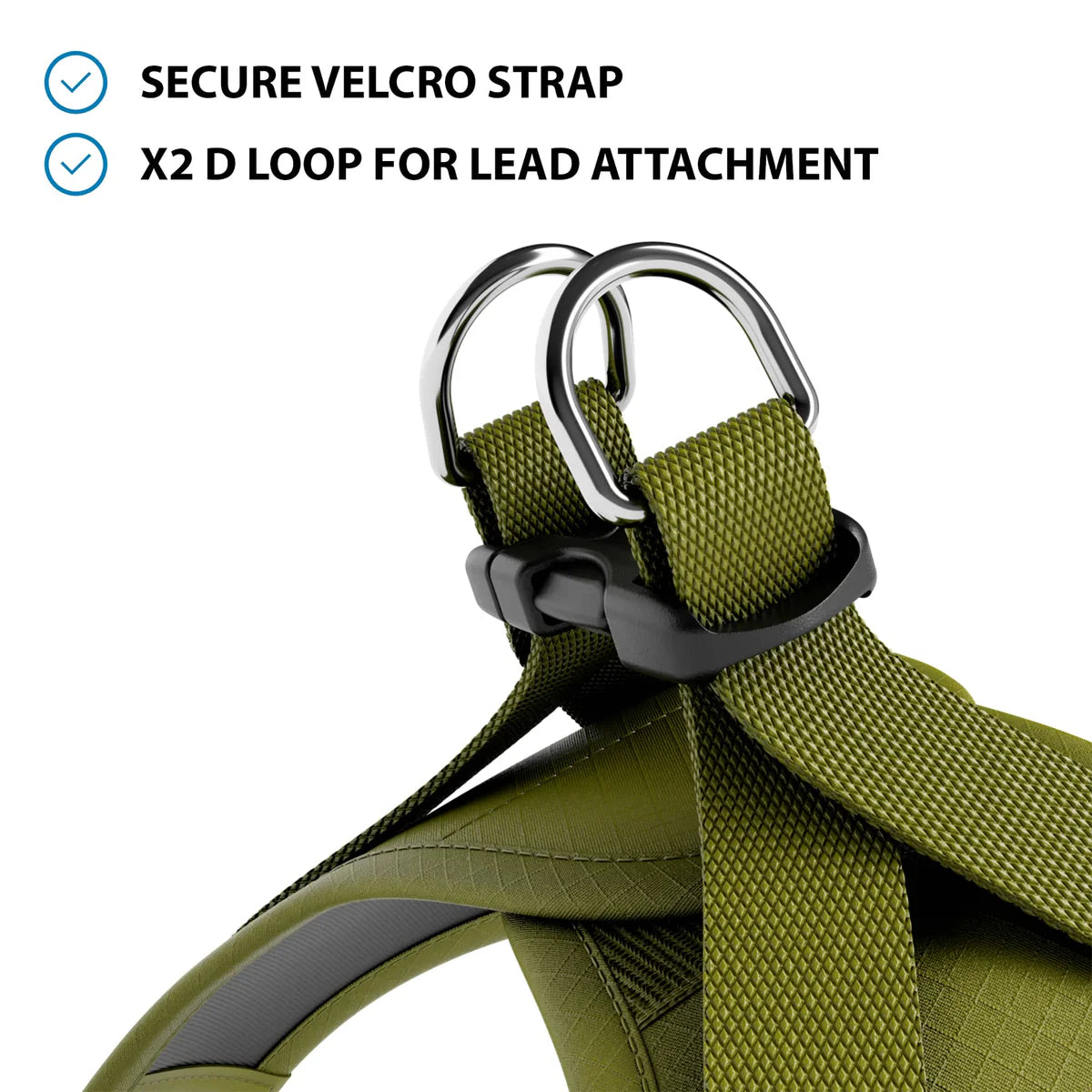 Bully Billows Step in Harness | XS-M Breeds - Olive Green