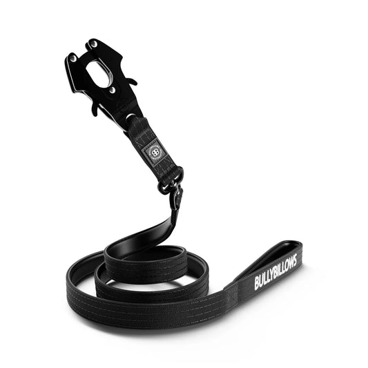 Bully Billows 1.4m LIGHTER Swivel Combat Lead | Neoprene Lined, Secure Rated Clip with Soft Handle - Black x Black