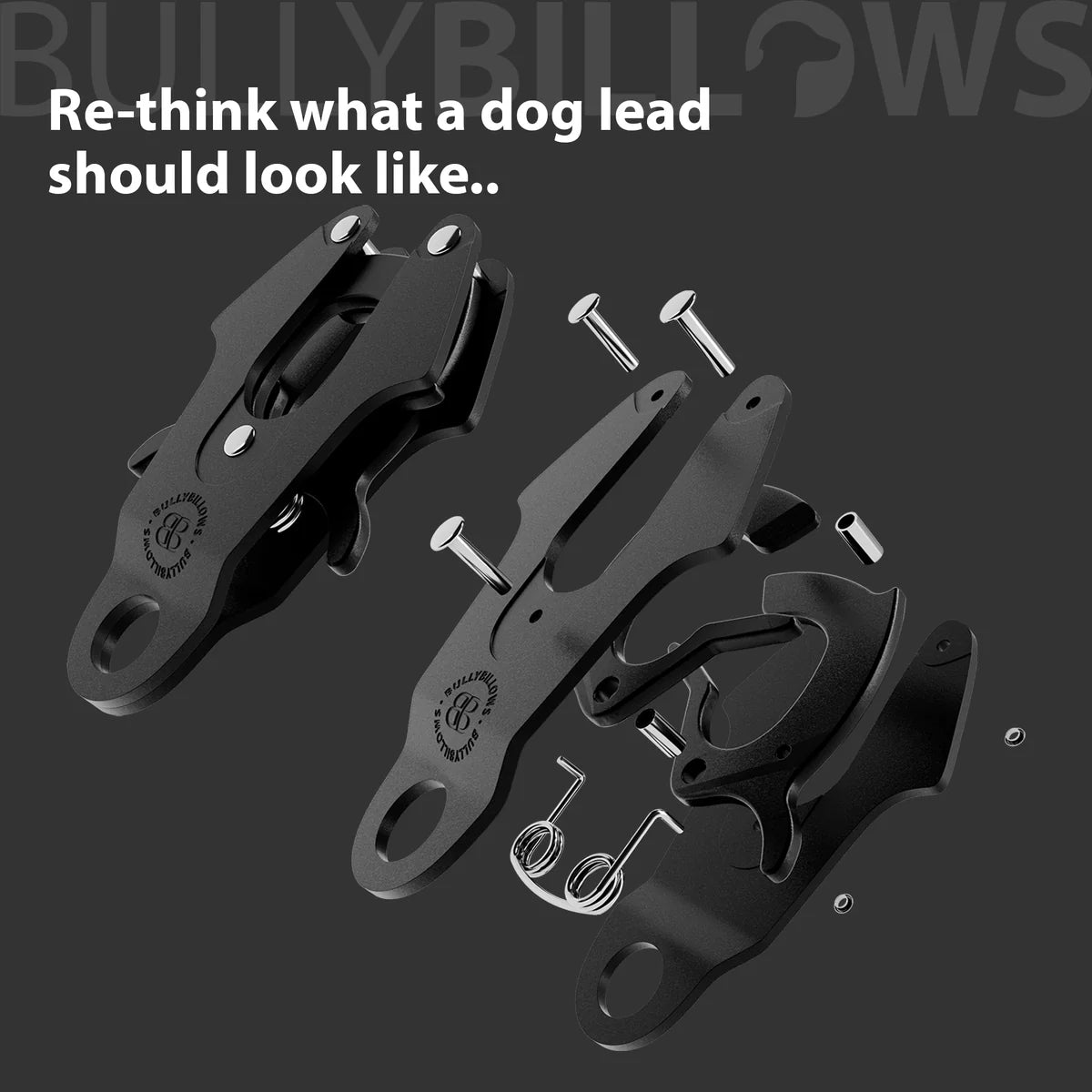 Bully Billows 1.4m LIGHTER Swivel Combat Lead | Neoprene Lined, Secure Rated Clip with Soft Handle - Black x Black