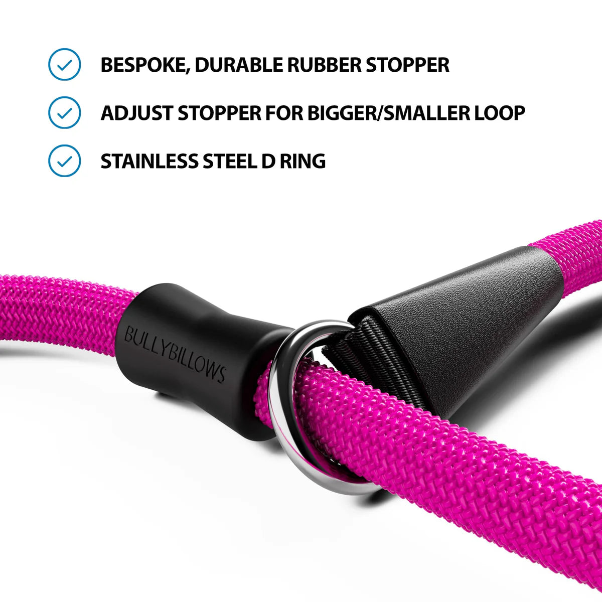 Bully Billows Slip Training Lead | Anti Pull & No Choking - Magenta